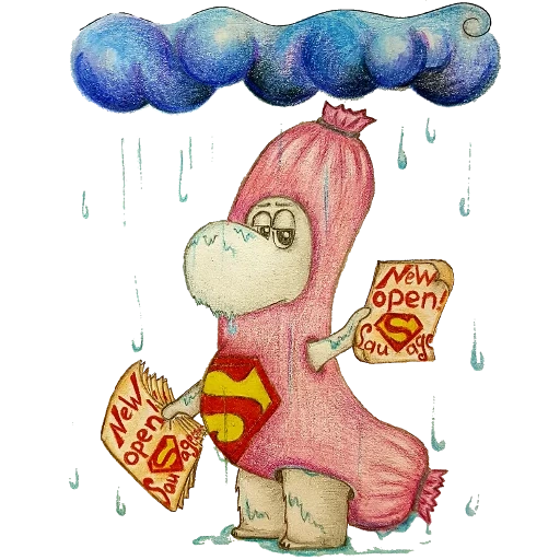 hippo, illustration, dear elephant, funny drawings, hippo watercolor