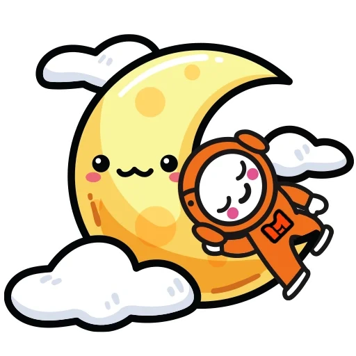 cute drawings, kawaii drawings, the moon is cartoony, kawaii drawings, cute kawaii drawings