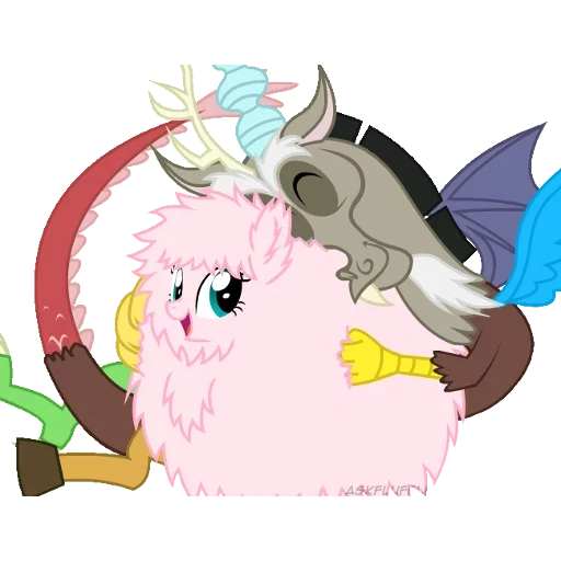 fluffy, fluffy puff, fluffy armor, fluffy puff discord, my little pony discord celestia