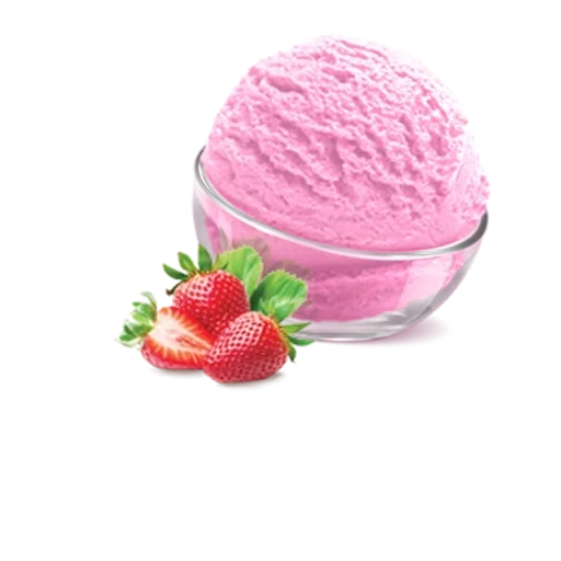 gelato al lampone, gelato sorbetto alla fragola, gelato alla fragola con palline rosa