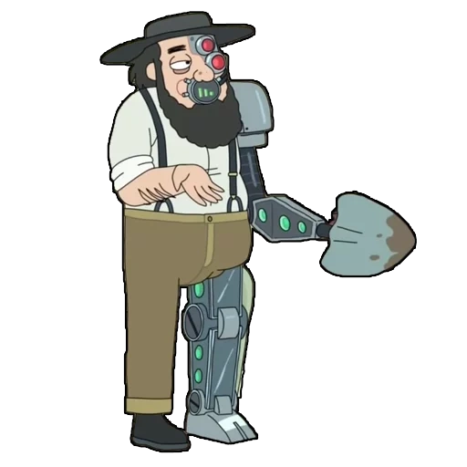 el hombre, humano, cyborg amish, café vaquero, rick morty abradolf linkler