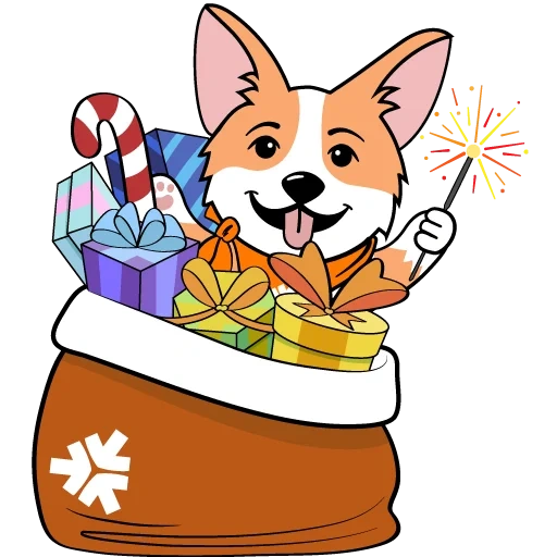 corgi, adesivi corgi, corgi di capodanno