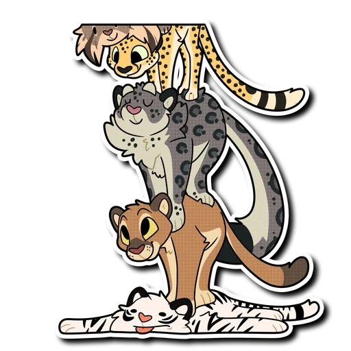 kucing, cheetah, pola macan tutul kartun, stiker leopard ks, stiker macan tutul anak-anak