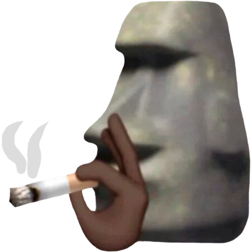 meme stone face, smoking stone head