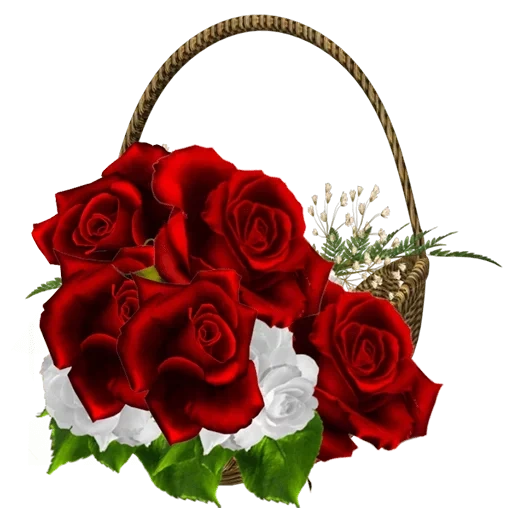 красная роза, корзинка розами, корзина красных роз, поздравление 8 марта, мигающие цветы корзинках
