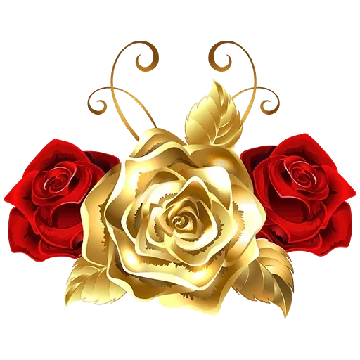 клипарт розы, золотая роза, цветы золотые, красно золотые цветы, золотые цветы прозрачном фоне