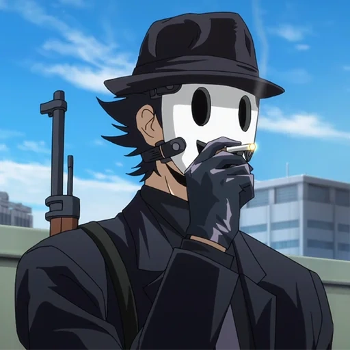 maschere anime, maschera da cecchino, anime maschera da cecchino, mr sniper tenkuu shinpan, sniper alla maschera di invasione celeste