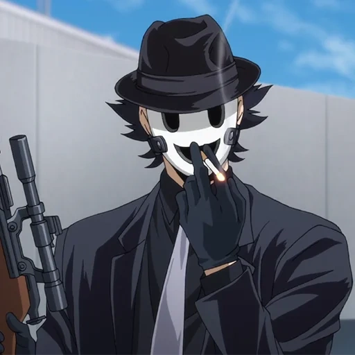 anime sniper, personaggi anime, maschera anime da cecchino, mr sniper anime, invasione celeste anime