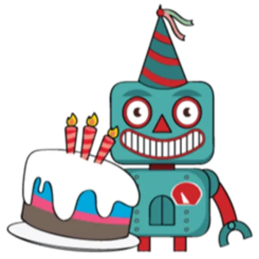 robot, una cartolina con un robot, illustrazione del robot, robot di buon compleanno, zombi zombie zombie zombie