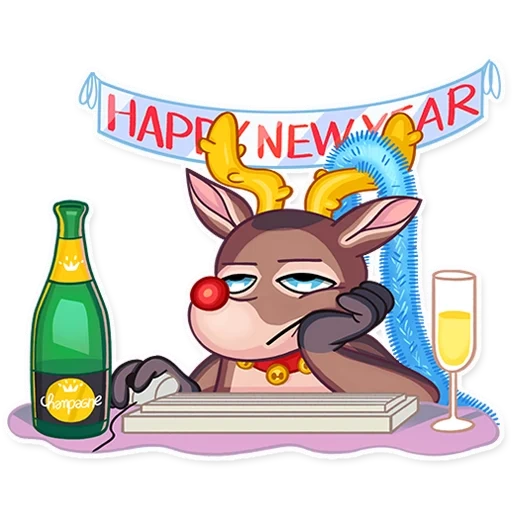 deer, funny, mr deer, new year's lifi