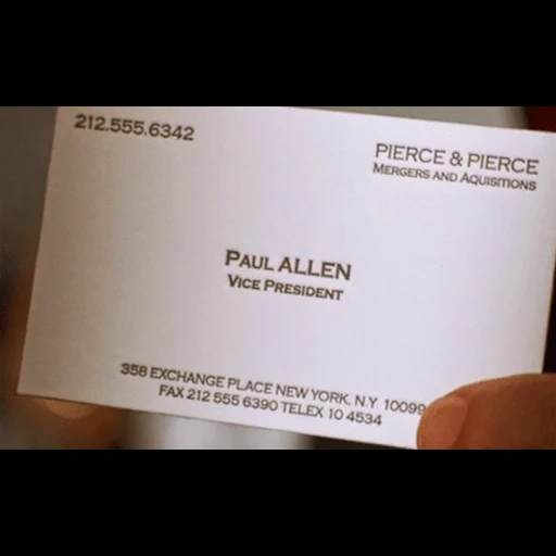 business card, business card, patrick bateman business card