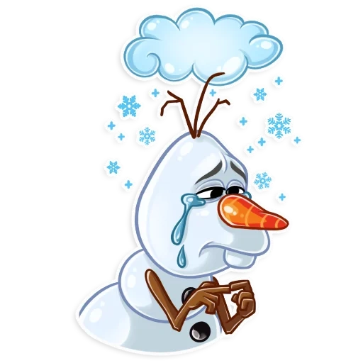 olaf, snowman olaf, snowman olaf sedih, stiker snowman olaf