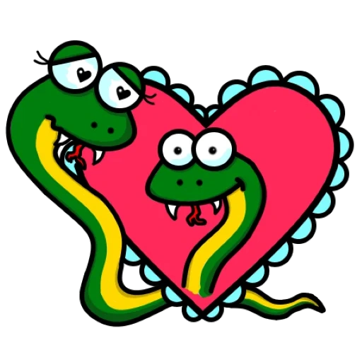 snake love, snake heart, dino and heart, snake valentine's day, frog heart