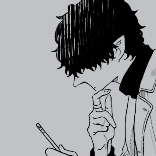 human, picture, anime drawings, anime mouth with a cigarette, the guy with an anime cigarette
