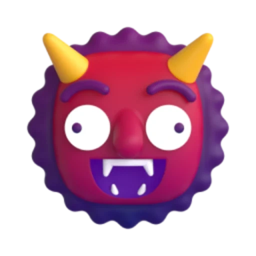 emoji, emoji demon, iblis smileik, topeng demon emoji, emoji monster merah