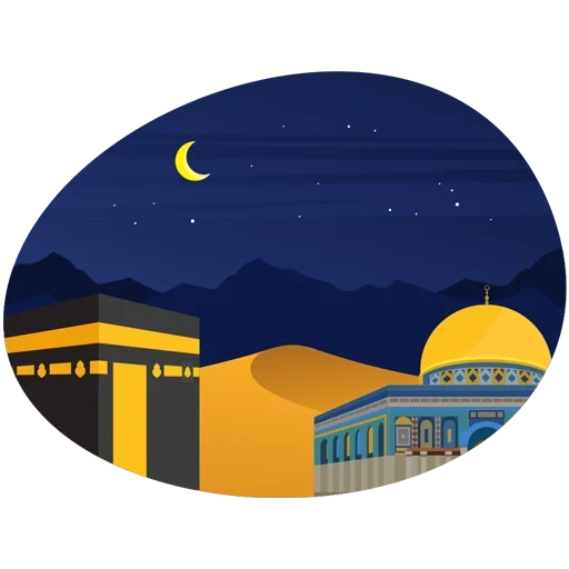 masjid, oscuridad, vector de la meca de la habitación del cielo