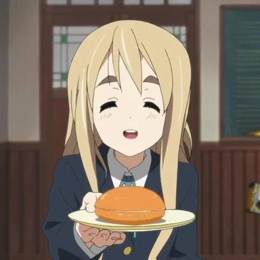 mugi, mujitian, anime laughter, k-on muji tea, cartoon characters