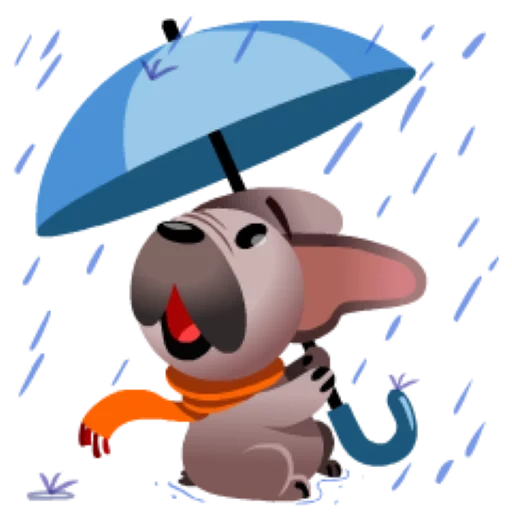 mugsy, dog character, biscuit ghostbot, smiley in the rain, guten morgen samstag