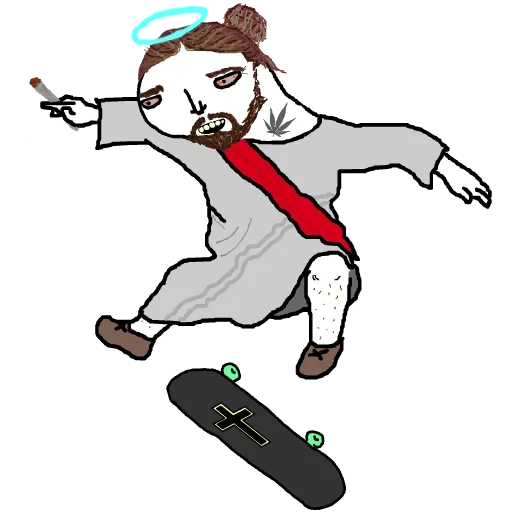lo skateboard, jesus skate, gesù skateboarder, modello di skateboard