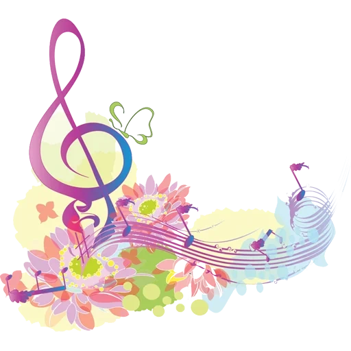 musical frame, music schools, notes a violin key, children's music school, flowers spring von music key