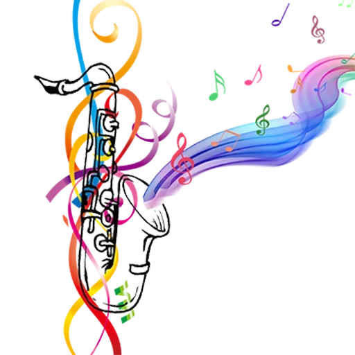 immagine, background musicale, disegno di sassofono, nota musicale, clipart musicale