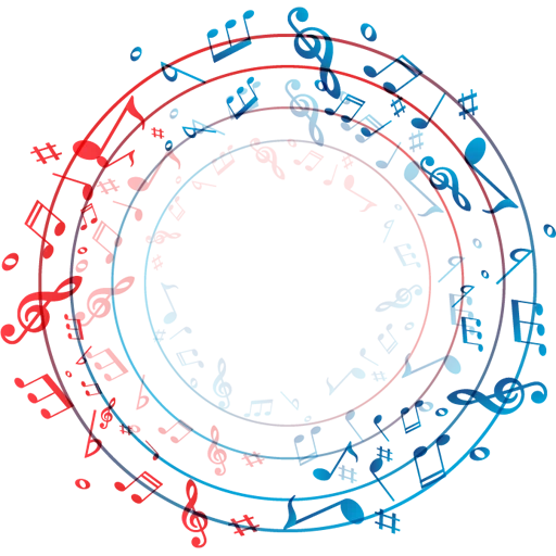 texte, notes en cercle, notes en cercle, un cadre rond de notes, cercle musical vectoriel