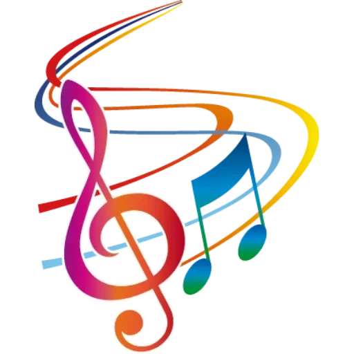 ноты цветные, музыкальная эмблема, музыкальный логотип, музыкальные символы, музыкальный клипарт