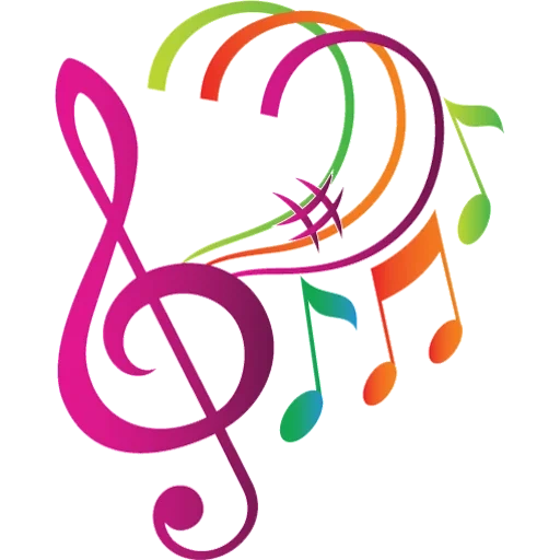 color notes, musical emblem, musical symbols, musical clipart, color notes with a transparent background