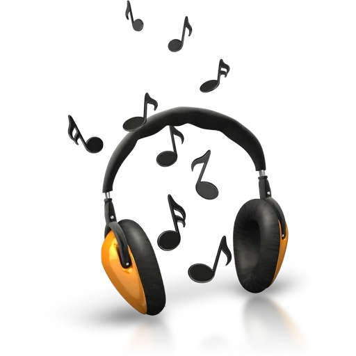 écouteurs, oreilles d'écoute, note musicale, écouteurs avec un fond transparent, quartier général avec réduction du bruit