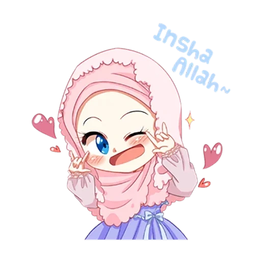 filles, turban, anime de tête d'hijab, anime femme musulmane, anime fille hijab