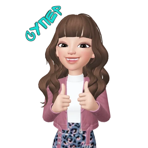 эмоджи друзья, эмоджи zepeto только лицо с чëрными волосами, девушки, brown hair girl, человек