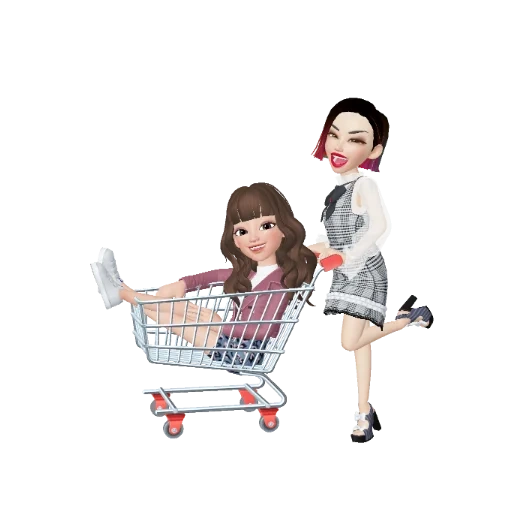 девушка с тележкой вектор, девушка с корзиной, shopping, тележка супермаркета, shopping cart