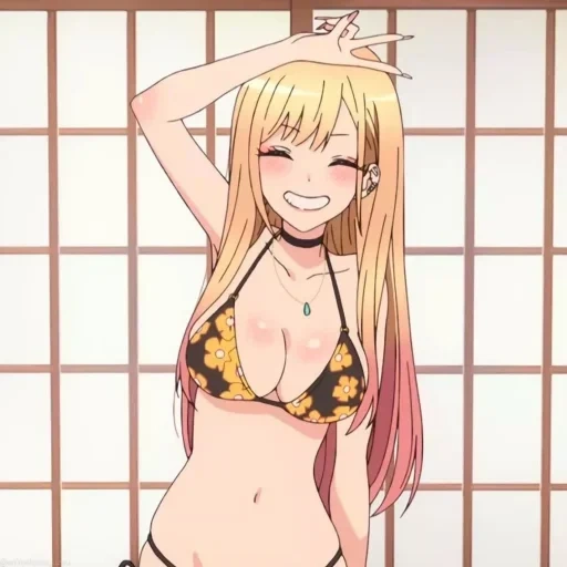 anime, anime ero adulto nyashki, mi anime de vestir cariño, traje de baño de anime de marin kitagawa