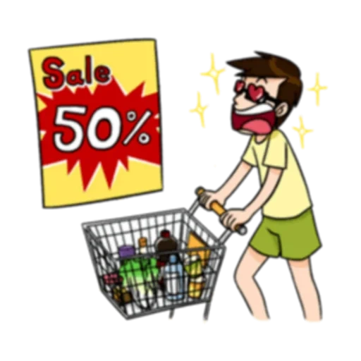 shopping, in the supermarket, shopping cart, buyer scissors