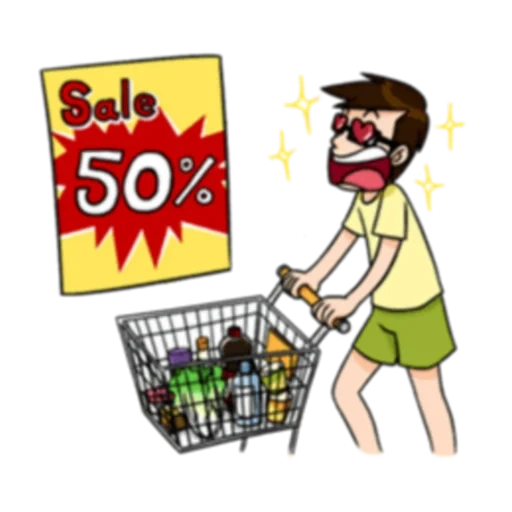 achats, dans le supermarché, panier, acheteur clipart