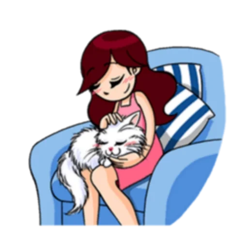 dog, cat, dogs are cute, lovely girls, smiling face hugging animation