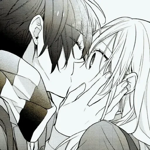 couple de bande dessinée, couples d'anime, bande dessinée animée, couples mignons d'anime, le baiser de l'anime horimiya