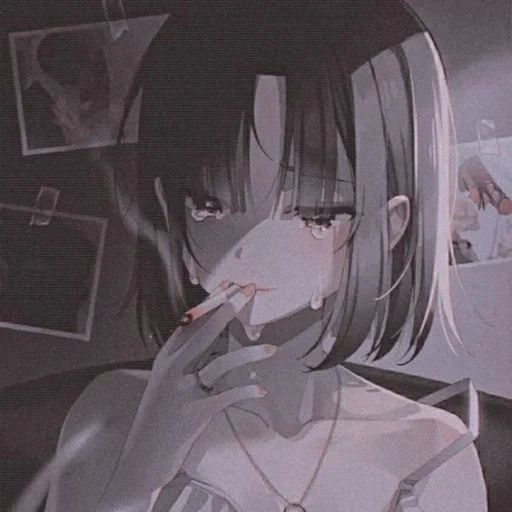 аниме, аниме идеи, аниме девушки, грустные аниме, аниме тян сигаретой