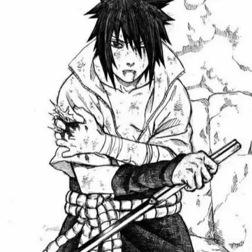 sasuke, sasuke es blanco negro, sasuke manga chidori, sasuke 6 caminos de manga, naruto sasuke uchiha manga