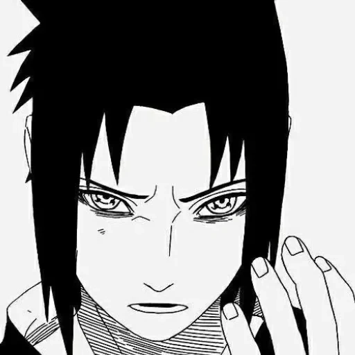 sasuke, sasuke preto e branco, arte em preto e branco sasuke, ming ren zuo yu zhibo comics, bons quadrinhos naruto sorri e ajuda