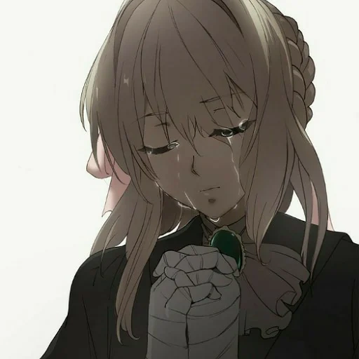 violet evergarden, violet evergard's hands, anime violet evergarden, violet evergard is crying, anime violet evergarda major