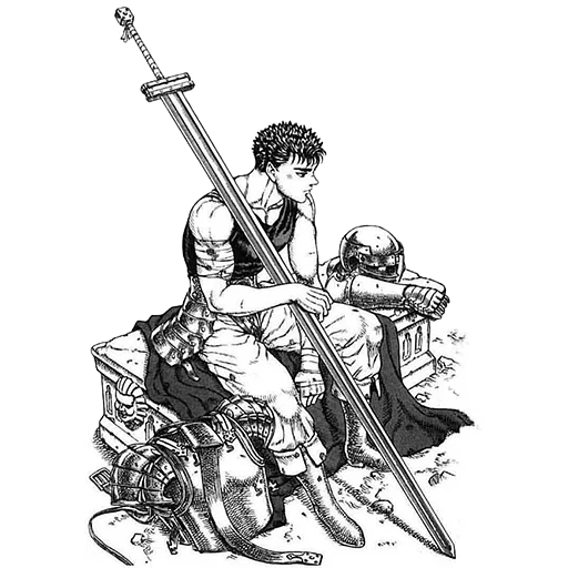 berserk, berserk gats, sketches of berserk, berserk gats hatza, berserker golden age sword gats