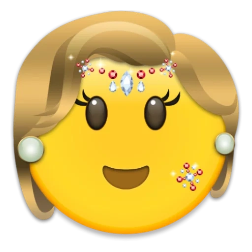 улыбающийся эмодзи, стикеры emoji, смайлик с нимбом, смайлик девочка, смайлик красавица