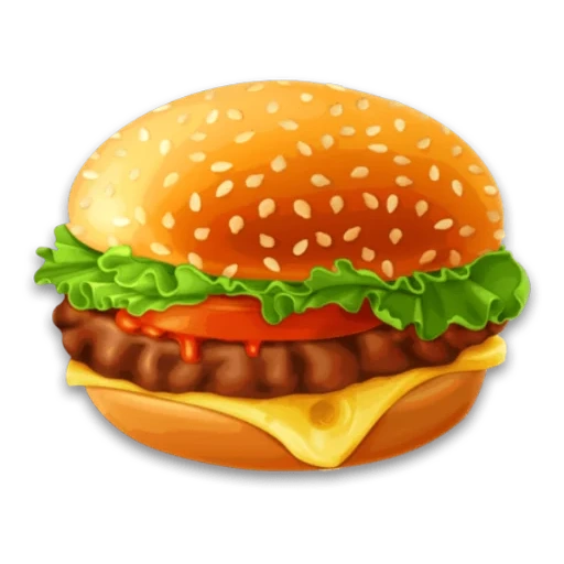 бургер мультяшный на белом фоне, гамбургер вектор, гамбургер мультяшный, мультяшный бургер, бургер иллюстрация