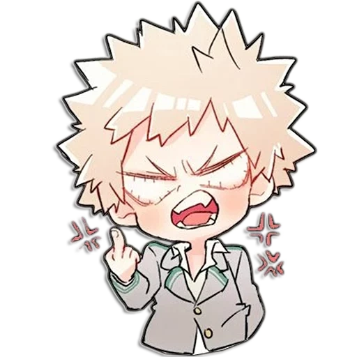 chibi bakugo, katsuki ginkgo, shengmu bakougou, chibi shengmu baqugou, stiker akademi pahlawan bakugo