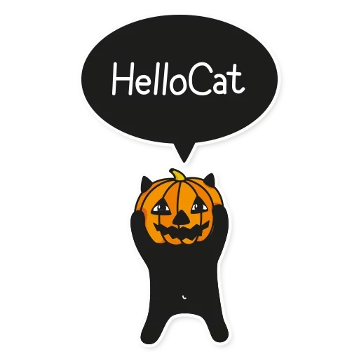 кот стикер, наклейки котики на хэллоуин, хэллоуин кот, кот, стикеры