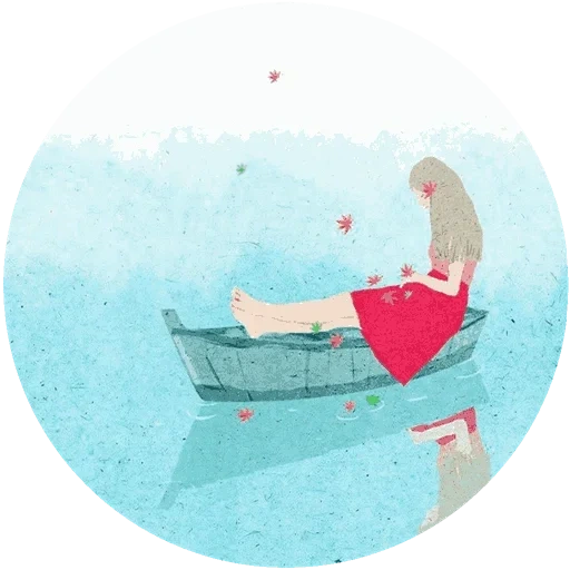 young woman, illustration, kit illustration, vector graphics girl boat
