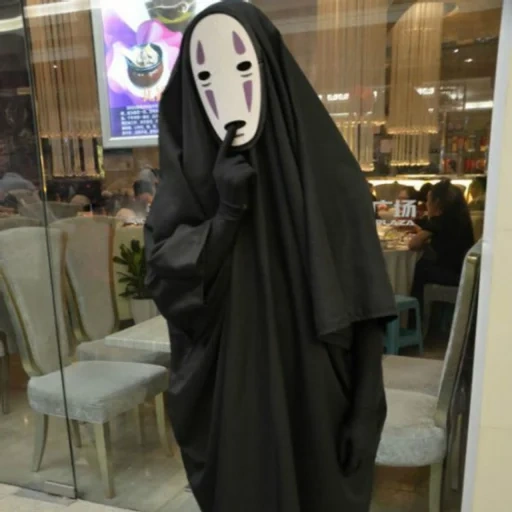 darkness, a god who doesn't show his face, spirited away's faceless clothing