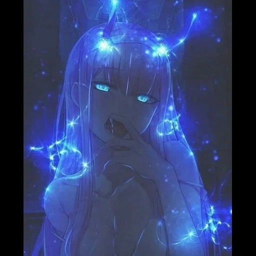 anime neon lamp, blue animation, neon lamp art, zero-two neon, neon art animation