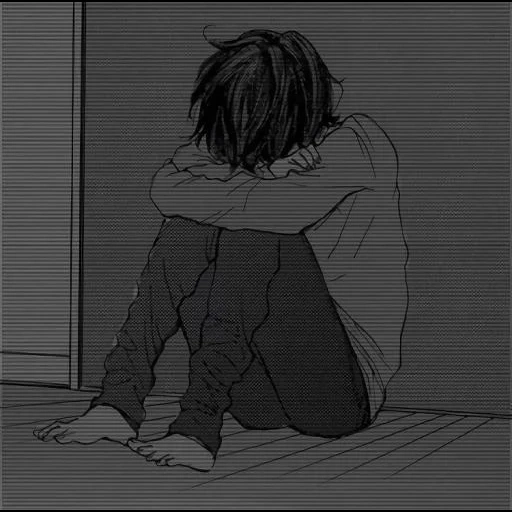 грусть, рисунки аниме, грустные аниме, грустный аниме парень, рисунки подростков грустные